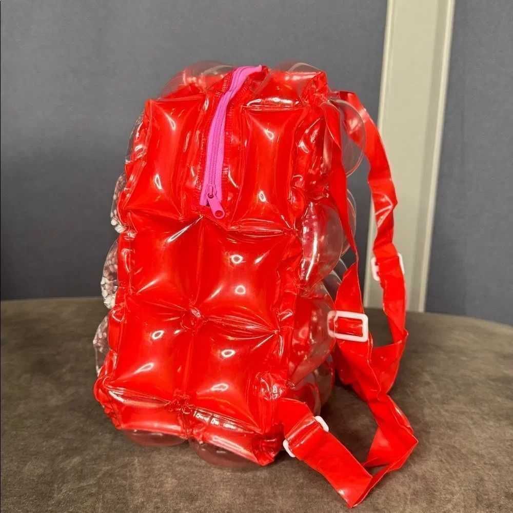 Red Inflatable Bubble BackPack Foam Ball New in Packaging One Size